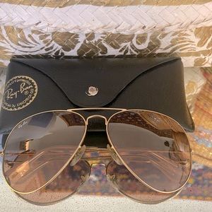 RayBan Aviators gold/pink lenses. Used good condition.